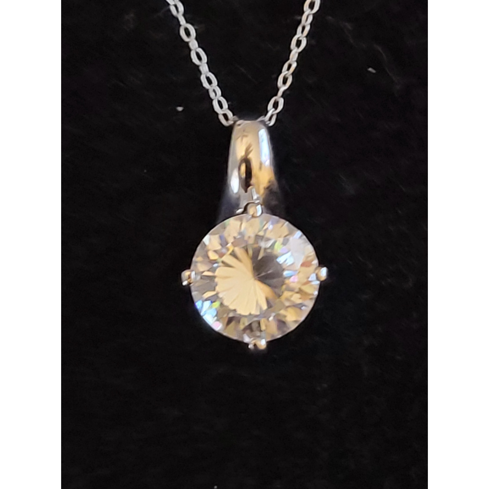 Sterling Silver 925 Cubic Zirconia 3 Ct Paj Necklace And 4c5 Earrings